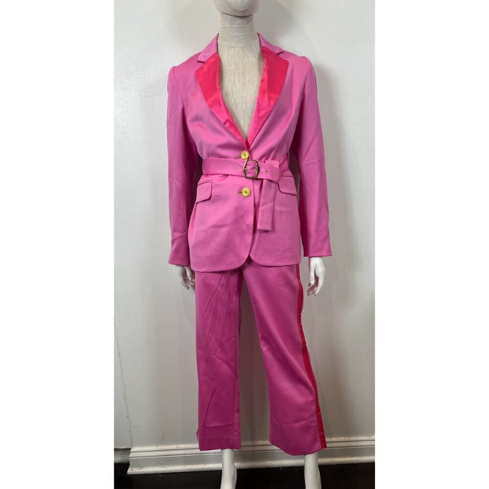 SIES MARJAN PINK SATIN TUXEDO SUIT - Picture 2 of 13
